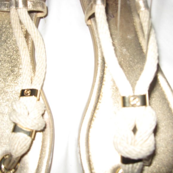 MICHAEL KORS GOLD AND ROPE SANDALS 9.5M - Picture 3 of 11